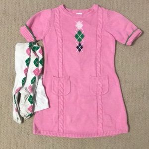 Light pink plaid sweater dress